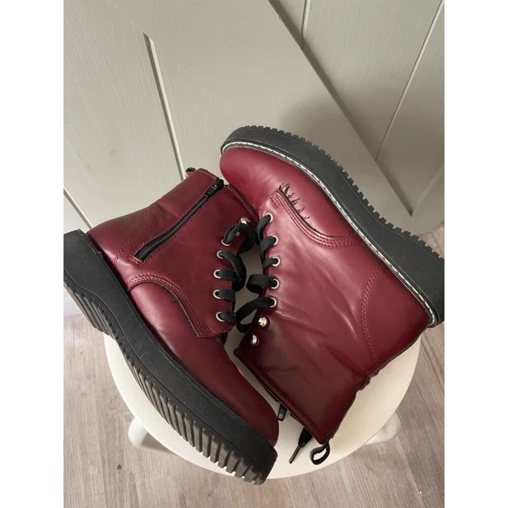 Madden Girl Kurrt Combat Boots Size 7M Burgundy - Picture 5 of 8